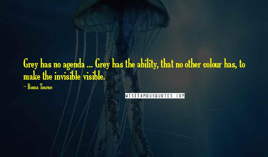 Roma Tearne Quotes: Grey has no agenda ... Grey has the ability, that no other colour has, to make the invisible visible.