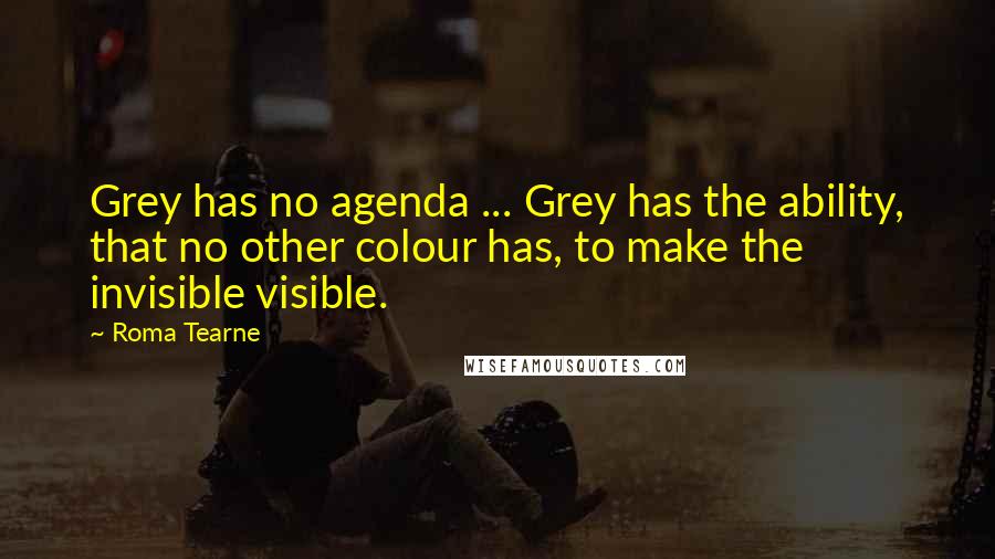 Roma Tearne Quotes: Grey has no agenda ... Grey has the ability, that no other colour has, to make the invisible visible.