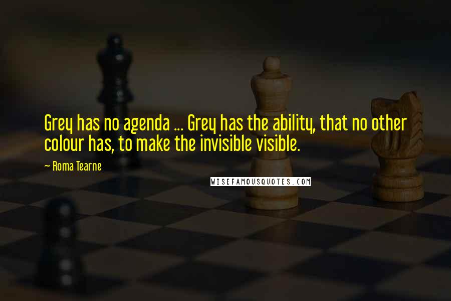 Roma Tearne Quotes: Grey has no agenda ... Grey has the ability, that no other colour has, to make the invisible visible.