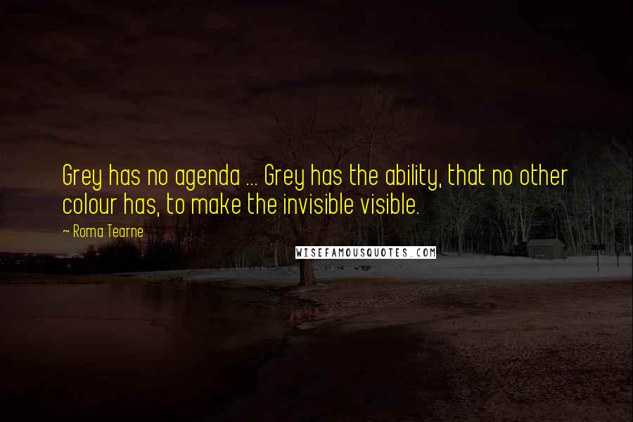 Roma Tearne Quotes: Grey has no agenda ... Grey has the ability, that no other colour has, to make the invisible visible.