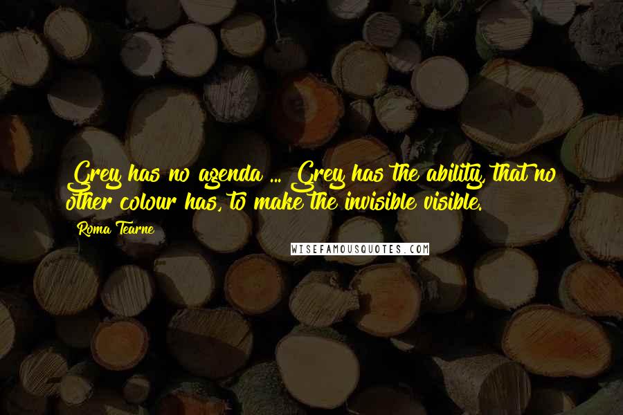 Roma Tearne Quotes: Grey has no agenda ... Grey has the ability, that no other colour has, to make the invisible visible.