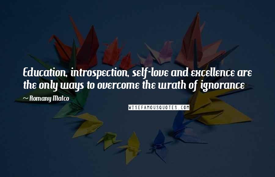 Romany Malco Quotes: Education, introspection, self-love and excellence are the only ways to overcome the wrath of ignorance