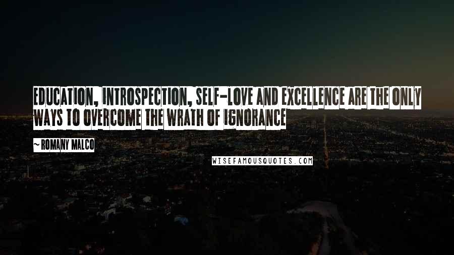 Romany Malco Quotes: Education, introspection, self-love and excellence are the only ways to overcome the wrath of ignorance
