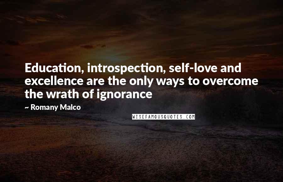 Romany Malco Quotes: Education, introspection, self-love and excellence are the only ways to overcome the wrath of ignorance