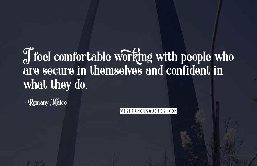 Romany Malco Quotes: I feel comfortable working with people who are secure in themselves and confident in what they do.
