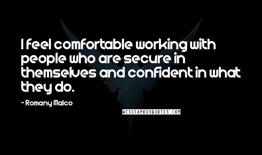Romany Malco Quotes: I feel comfortable working with people who are secure in themselves and confident in what they do.