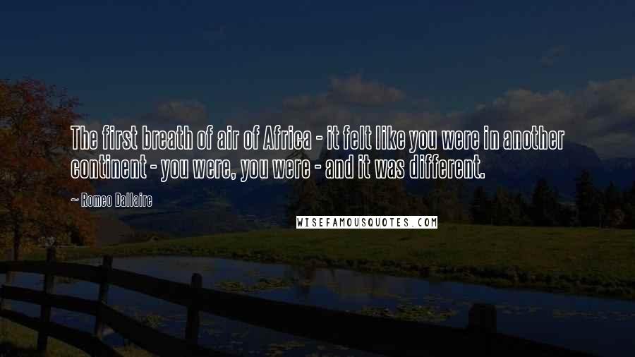 Romeo Dallaire Quotes: The first breath of air of Africa - it felt like you were in another continent - you were, you were - and it was different.