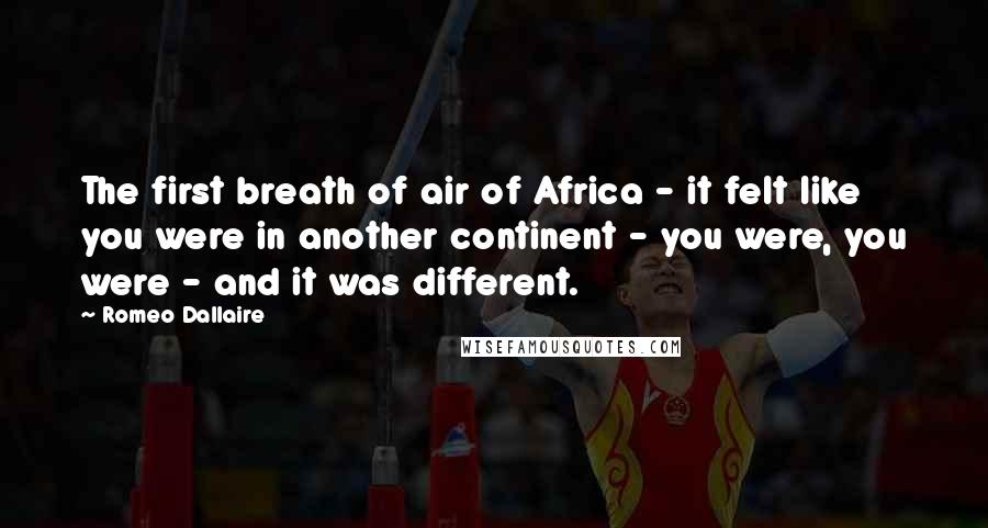 Romeo Dallaire Quotes: The first breath of air of Africa - it felt like you were in another continent - you were, you were - and it was different.