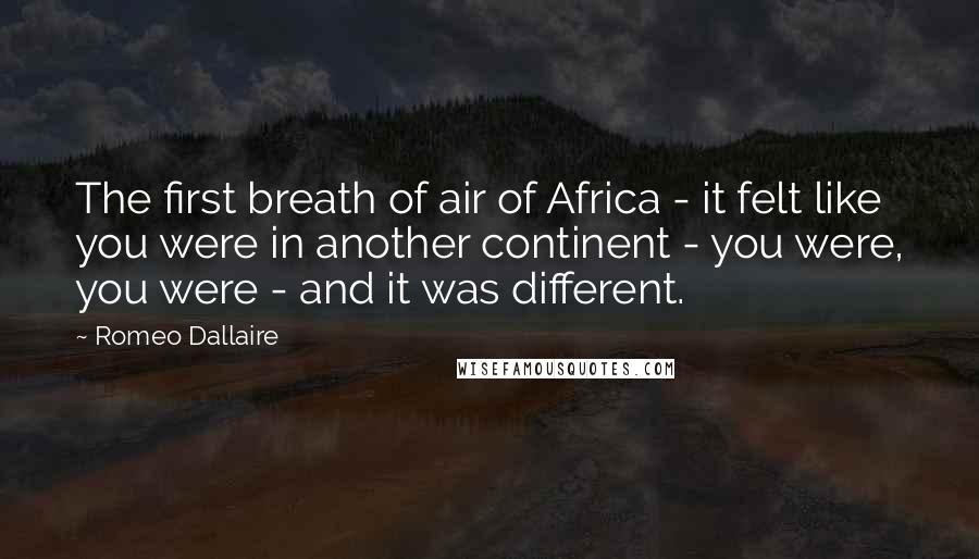 Romeo Dallaire Quotes: The first breath of air of Africa - it felt like you were in another continent - you were, you were - and it was different.