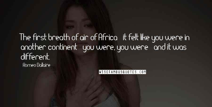 Romeo Dallaire Quotes: The first breath of air of Africa - it felt like you were in another continent - you were, you were - and it was different.