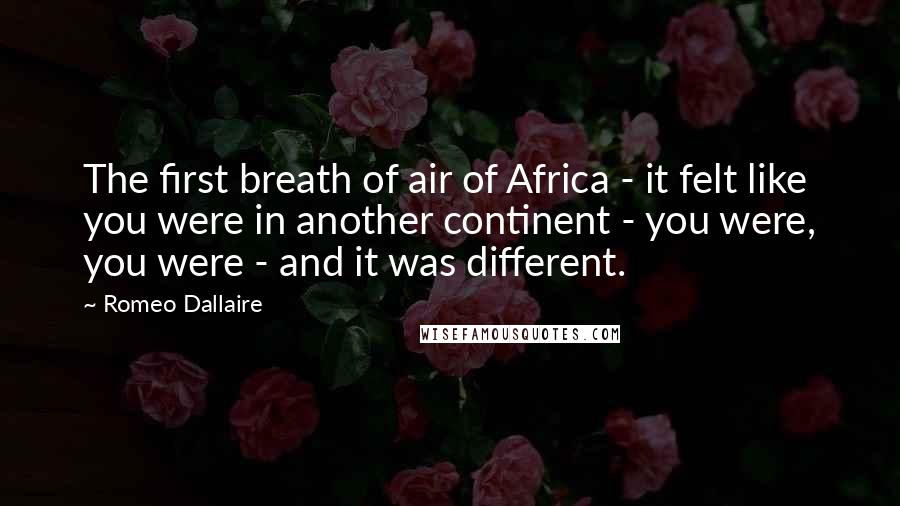 Romeo Dallaire Quotes: The first breath of air of Africa - it felt like you were in another continent - you were, you were - and it was different.