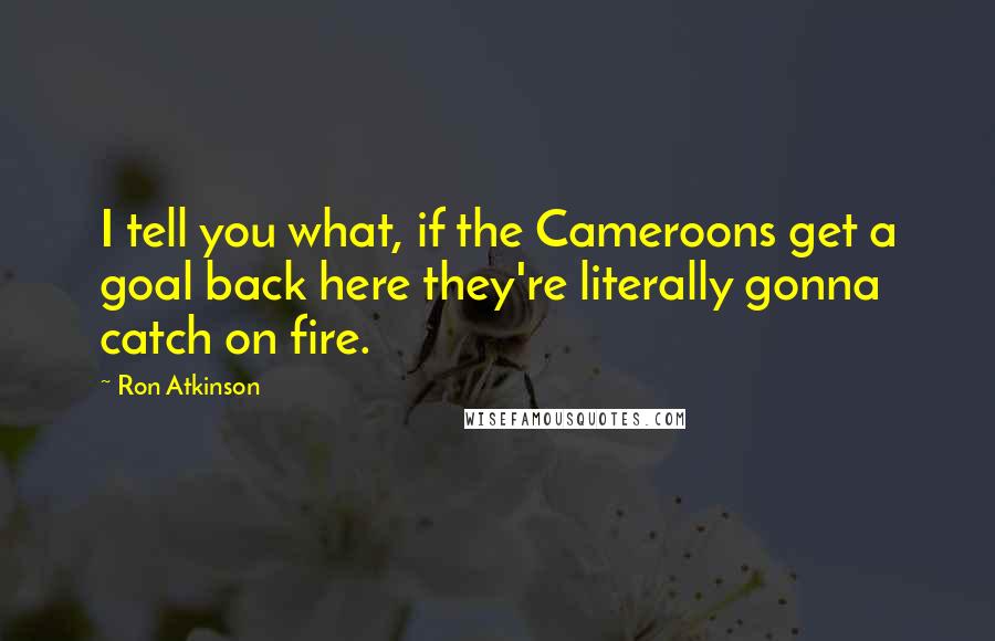 Ron Atkinson Quotes: I tell you what, if the Cameroons get a goal back here they're literally gonna catch on fire.