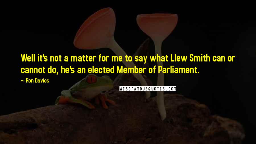 Ron Davies Quotes: Well it's not a matter for me to say what Llew Smith can or cannot do, he's an elected Member of Parliament.