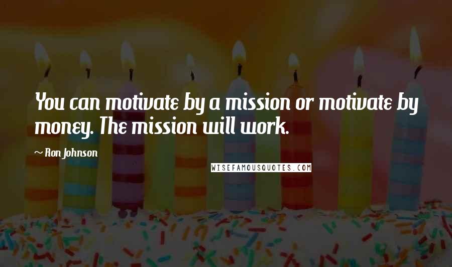 Ron Johnson Quotes: You can motivate by a mission or motivate by money. The mission will work.