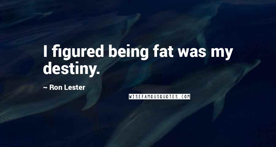 Ron Lester Quotes: I figured being fat was my destiny.