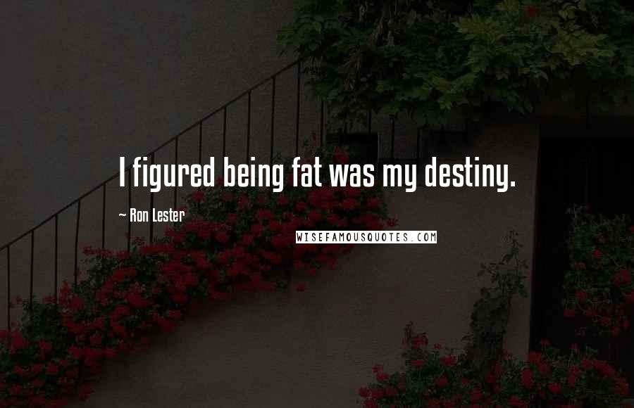 Ron Lester Quotes: I figured being fat was my destiny.