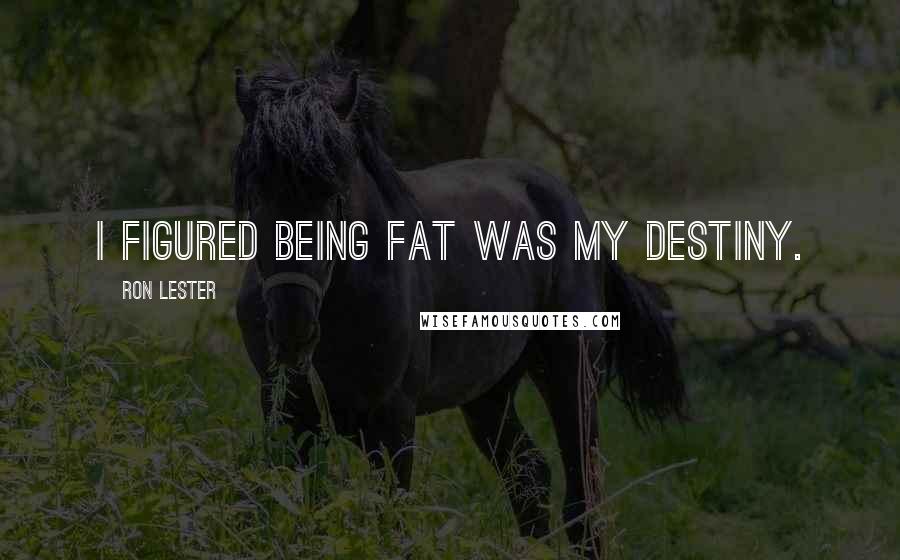 Ron Lester Quotes: I figured being fat was my destiny.