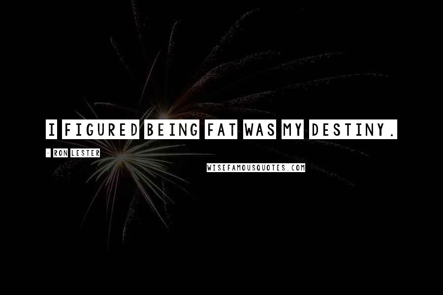 Ron Lester Quotes: I figured being fat was my destiny.