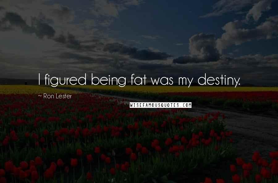 Ron Lester Quotes: I figured being fat was my destiny.
