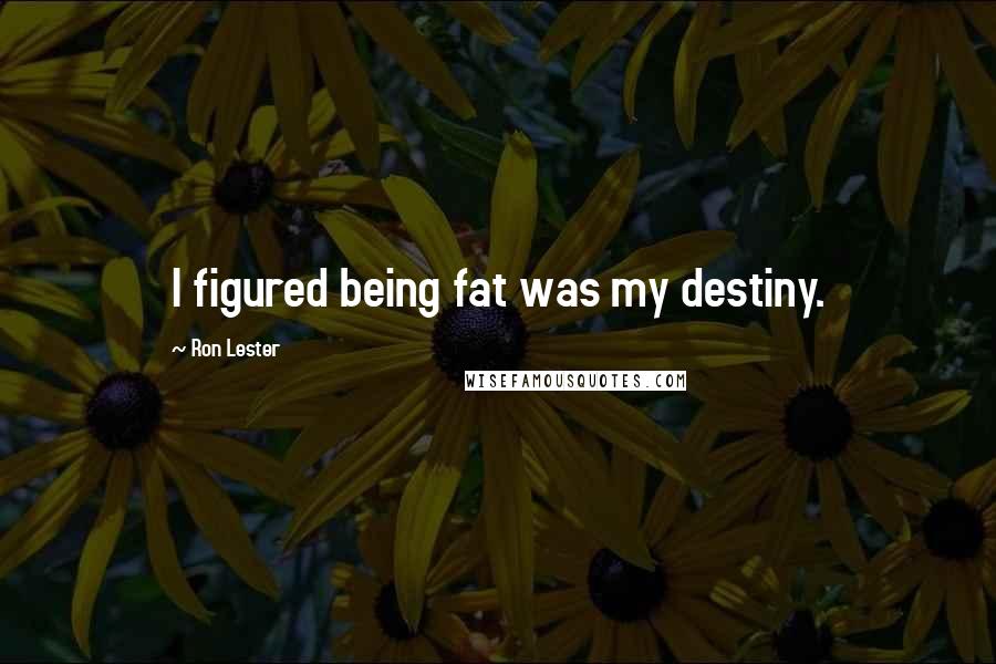 Ron Lester Quotes: I figured being fat was my destiny.