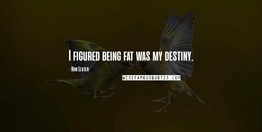 Ron Lester Quotes: I figured being fat was my destiny.