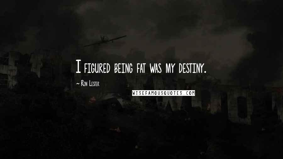 Ron Lester Quotes: I figured being fat was my destiny.