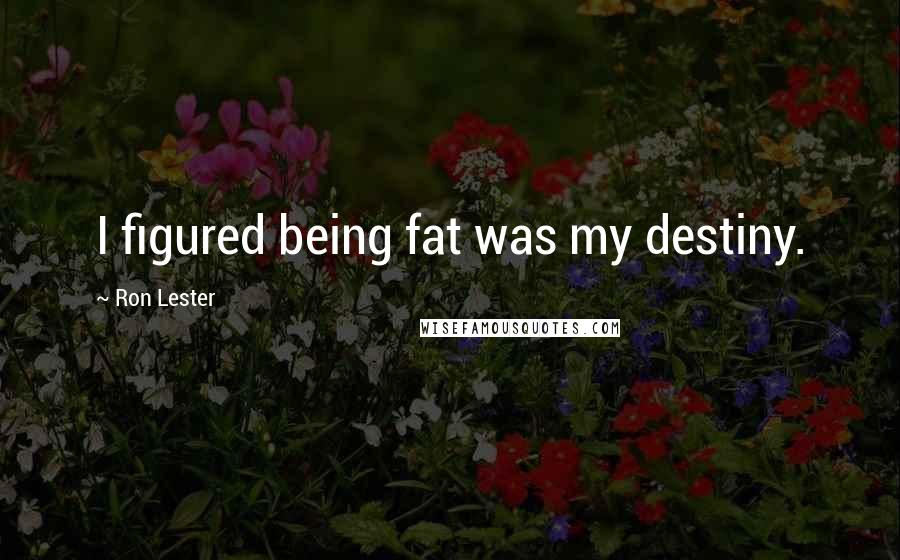 Ron Lester Quotes: I figured being fat was my destiny.