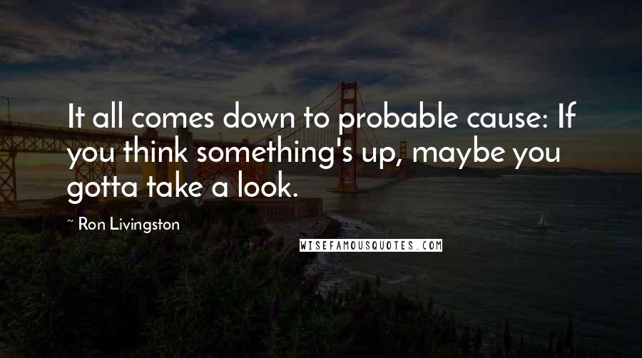 Ron Livingston Quotes: It all comes down to probable cause: If you think something's up, maybe you gotta take a look.