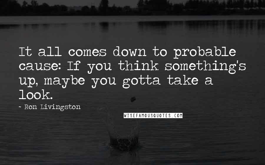 Ron Livingston Quotes: It all comes down to probable cause: If you think something's up, maybe you gotta take a look.