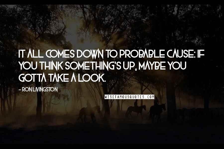 Ron Livingston Quotes: It all comes down to probable cause: If you think something's up, maybe you gotta take a look.