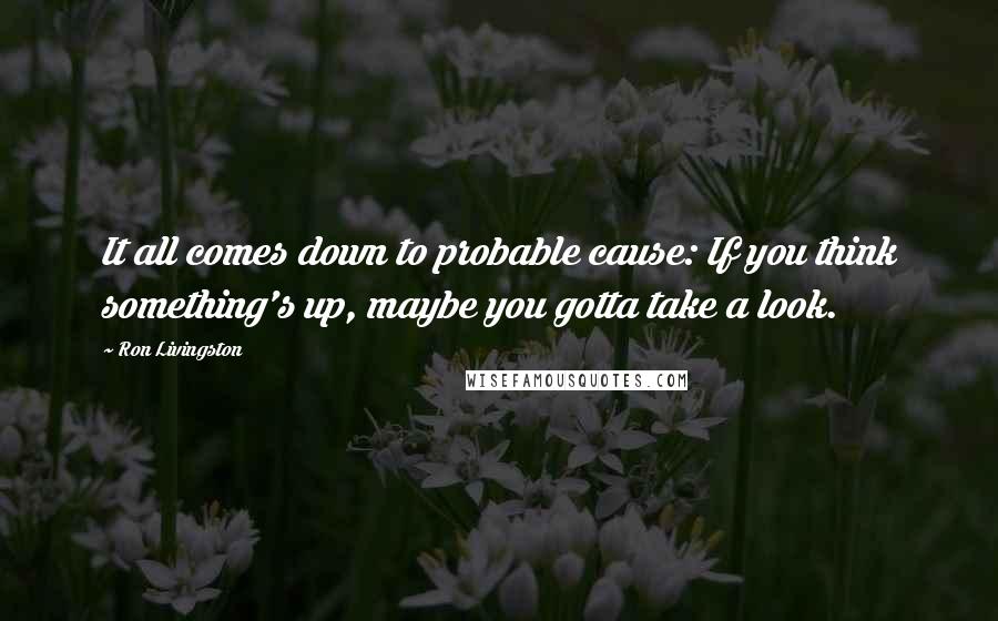 Ron Livingston Quotes: It all comes down to probable cause: If you think something's up, maybe you gotta take a look.