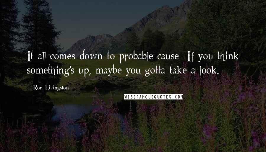 Ron Livingston Quotes: It all comes down to probable cause: If you think something's up, maybe you gotta take a look.