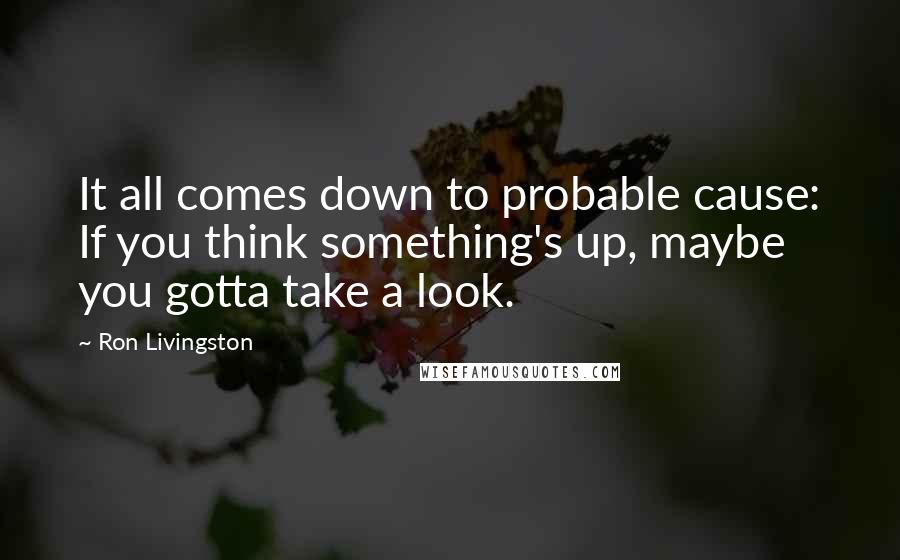 Ron Livingston Quotes: It all comes down to probable cause: If you think something's up, maybe you gotta take a look.