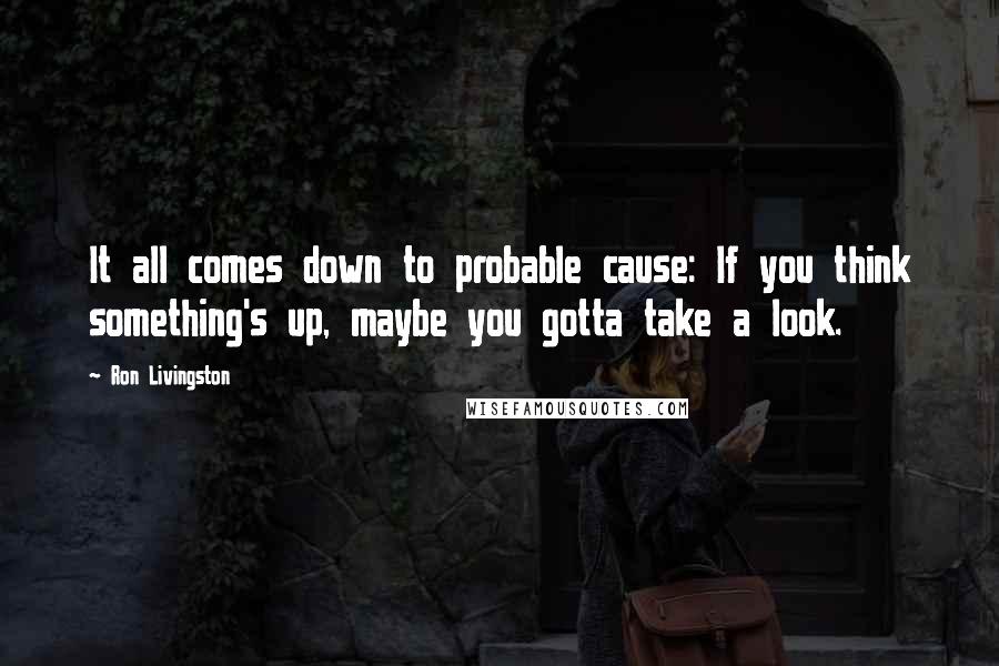 Ron Livingston Quotes: It all comes down to probable cause: If you think something's up, maybe you gotta take a look.