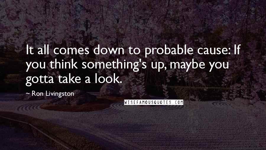 Ron Livingston Quotes: It all comes down to probable cause: If you think something's up, maybe you gotta take a look.