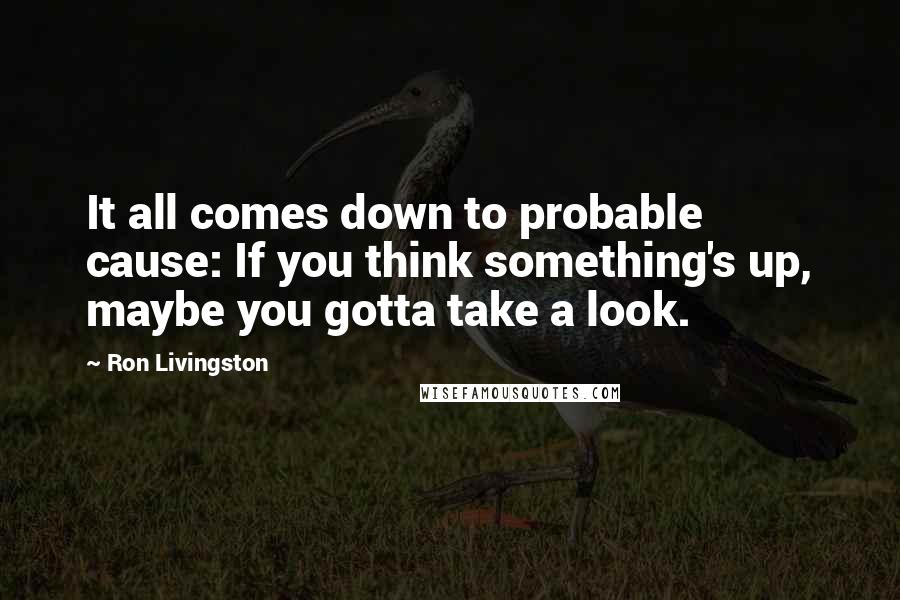 Ron Livingston Quotes: It all comes down to probable cause: If you think something's up, maybe you gotta take a look.