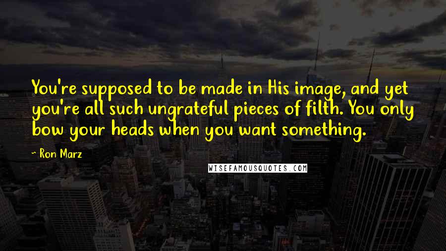 Ron Marz Quotes: You're supposed to be made in His image, and yet you're all such ungrateful pieces of filth. You only bow your heads when you want something.