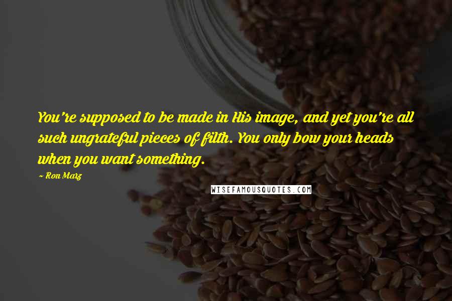 Ron Marz Quotes: You're supposed to be made in His image, and yet you're all such ungrateful pieces of filth. You only bow your heads when you want something.