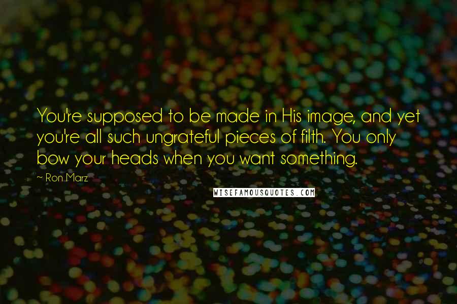 Ron Marz Quotes: You're supposed to be made in His image, and yet you're all such ungrateful pieces of filth. You only bow your heads when you want something.
