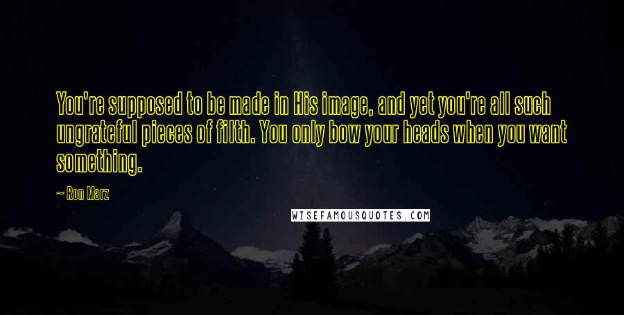 Ron Marz Quotes: You're supposed to be made in His image, and yet you're all such ungrateful pieces of filth. You only bow your heads when you want something.