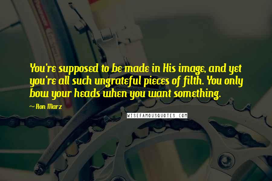 Ron Marz Quotes: You're supposed to be made in His image, and yet you're all such ungrateful pieces of filth. You only bow your heads when you want something.
