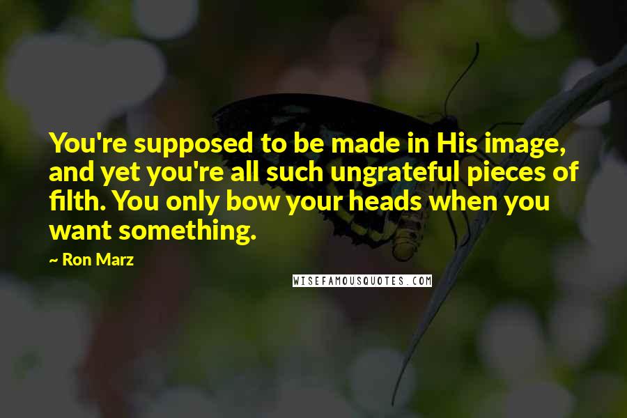 Ron Marz Quotes: You're supposed to be made in His image, and yet you're all such ungrateful pieces of filth. You only bow your heads when you want something.