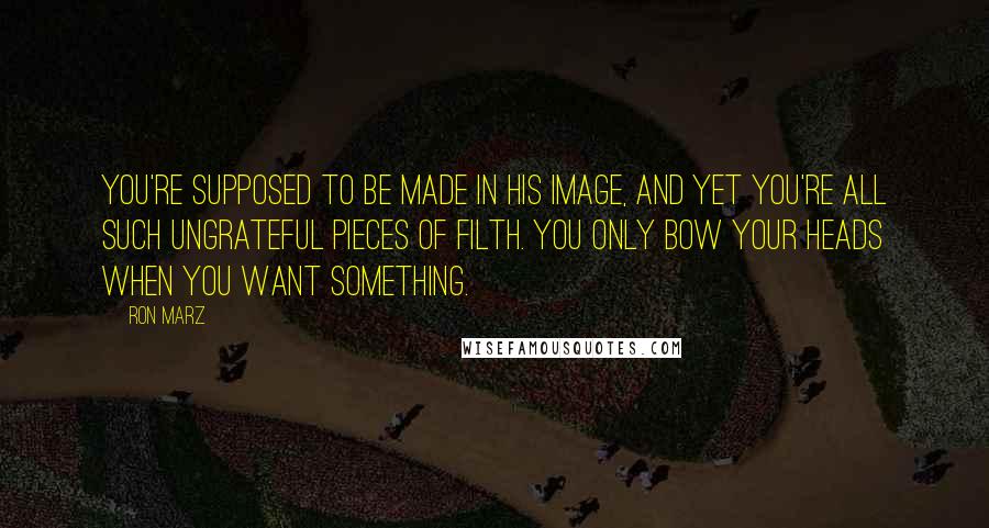 Ron Marz Quotes: You're supposed to be made in His image, and yet you're all such ungrateful pieces of filth. You only bow your heads when you want something.