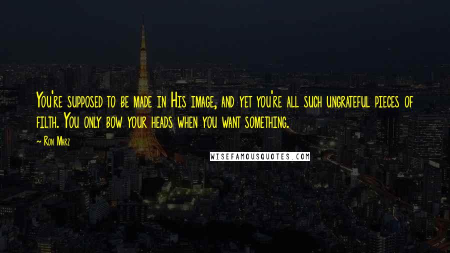 Ron Marz Quotes: You're supposed to be made in His image, and yet you're all such ungrateful pieces of filth. You only bow your heads when you want something.