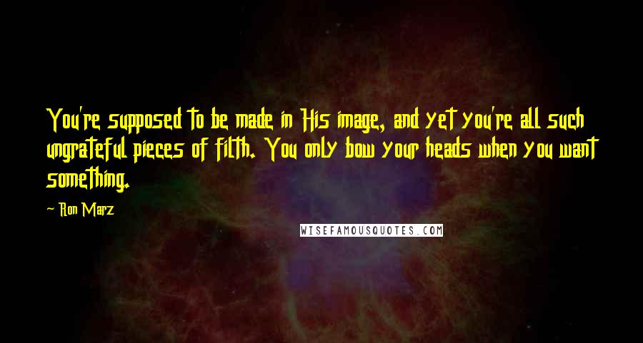 Ron Marz Quotes: You're supposed to be made in His image, and yet you're all such ungrateful pieces of filth. You only bow your heads when you want something.
