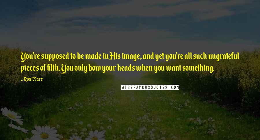 Ron Marz Quotes: You're supposed to be made in His image, and yet you're all such ungrateful pieces of filth. You only bow your heads when you want something.