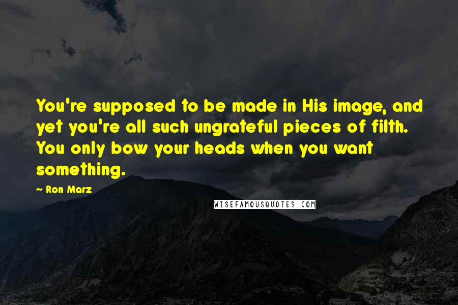 Ron Marz Quotes: You're supposed to be made in His image, and yet you're all such ungrateful pieces of filth. You only bow your heads when you want something.