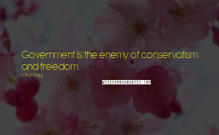 Ron Paul Quotes: Government is the enemy of conservatism and freedom.