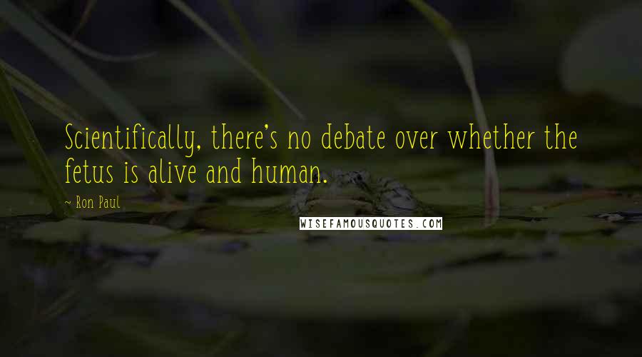 Ron Paul Quotes: Scientifically, there's no debate over whether the fetus is alive and human.
