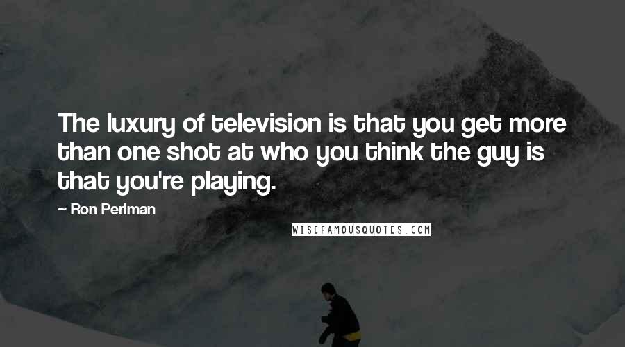 Ron Perlman Quotes: The luxury of television is that you get more than one shot at who you think the guy is that you're playing.